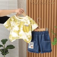 ราคา 0 5ปี ใหม่เด็กทารกเด็กหญิงฤดูร้อนเสื้อผ้าเด็กชุดมัดย้อมตัวอักษรทีเสื้อกางเกงขาสั้นผ้ายีนส์2ชิ้น เซ็ตเด็กเสื้อผ้าวอร์มชุด (28081784321)