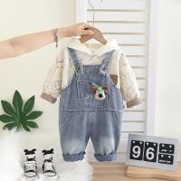 ราคา ฤดูใบไม้ผลิฤดูใบไม้ร่วงเด็กชายทารก สาวเสื้อผ้าชุดเด็กแฟชั่นเต็มพิมพ์จดหมายคลุมด้วยผ้าเสื้อกันหนาวผ้ายีนส์หลวมกับตุ๊กตาสุนัข2ชิ้น เซ็ตเด็กวัยหัดเดินสบายๆเด (27388654324)