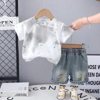 ราคา แฟชั่นฤดูร้อนเด็กทารกชุดมัดย้อมพิมพ์แขนสั้นคอลูกเรือเสื้อยืด กางเกงขาสั้นผ้ายีนส์ 2 ชิ้นทารกเด็กวัยหัดเดินชุด (26778118395)