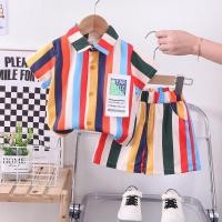 ราคา ฤดูร้อนเด็กเสื้อผ้าชุดลายเด็กชายจดหมายเสื้อยืดและกางเกงขาสั้น2ชิ้นวอร์ม (22137087522)