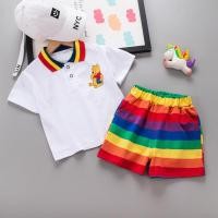 ราคา ฤดูใบไม้ร่วง ใหม่ เด็กผู้ชาย เด็กผู้หญิง ชุดเสื้อผ้าแฟชั่น การ์ตูนหมี เสื้อยืด และกางเกงขาสั้น สีรุ้ง ชุด 2 ชิ้น สําหรับเด็ก (25457030487)