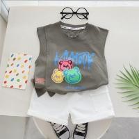 ราคา ชุดเสื้อกล้ามแขนกุด พิมพ์ลายตัวอักษร และกางเกงขาสั้น แฟชั่นฤดูร้อน สําหรับเด็กผู้ชาย (23541867826)