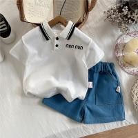 ราคา เสื้อผ้าเด็กชุดจดหมายพิมพ์เสื้อโปโล กางเกงขาสั้นเสื้อผ้าเด็กผู้ชายเสื้อผ้าสําหรับเด็กผู้หญิงชุดเด็กทารก (27929610189)