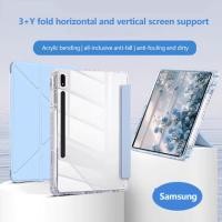 ราคา SAMSUNG อะคริลิคใสy พับแท็บเล็ตสําหรับsamsung Galaxy Tab S10 FEกรณีSM X520 X526B S10 Plus 12 4 S10 S9 FE Plus A9Plus S9Plusพร้อมที่ใส่ดินสอฝาครอบ (29332879513)