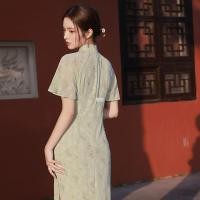 ราคา ชุดเดรสกี่เพ้า แขนสั้น ลายดอกไม้ สีฟ้า สไตล์วินเทจ เหมาะกับฤดูร้อน สําหรับผู้หญิง ไซซ์ S ถึง XXL (42927055137)