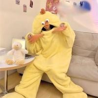 ราคา ชุดนอนไก่สีเหลืองน้อยชิ้นเดียวถุงนอนเป็ดตลกการ์ตูนขนแกะปะการังคู่ ชุดนอน ชาย (51152972562)