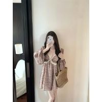 ราคา วินเทจดอกไม้ตัดสีคอวีแขนยาวชุดเดรสสตรีต้นฤดูใบไม้ร่วงลูกไม้ประกบกระโปรงสั้นเปิดหลังหลวมกระโปรงตัวละคร (47353180492)