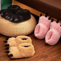 ราคา SHCER ฤดูหนาว Claw รองเท้าแตะ การ์ตูน Furry Plush Cat Paw รองเท้า Kawaii ขนาดใหญ่ Exaggerate Thicken คอสเพลย์ Props รองเท้า (56902894399)