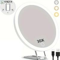 ราคา สสส กระจกส่องขยายแบบมีไฟ 360 ปรับยืนถ้วยดูดนํากระจกแต่งหน้า สะดวก3สีแสงความละเอียดสูงแขวนผนังแสงแว่นขยายเดินทาง (53953251226)