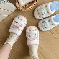 ราคา SHCER การ์ตูนแมวตุ๊กตารองเท้าแตะ 3D หูฟังแมวคู่รองเท้าแตะขนสัตว์อุ่น น่ารักปุยหนา Soled Y2K โบว์ Y2K รองเท้าแตะแมวนักเรียน (53303054055)