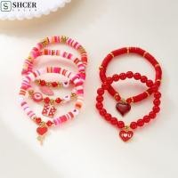 ราคา สสส สร้อยข้อมือลูกปัดดินอ่อน ออกแบบแฮนด์เมดลูกปัดสีแดงสร้อยข้อมือวันวาเลนไทน์ แฟชั่นเครื่องประดับวางซ้อนกันได้ออกแบบหลายชั้นตัวอักษรจี้หัวใจโซ่มือบุ (53152972817)