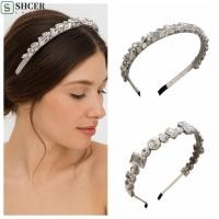 ราคา SHCER เจ้าสาวแถบคาดศีรษะกว้าง โลหะผสมเรขาคณิต Rhinestone แถบคาดศีรษะ อารมณ์ Leaf ประกาย Tiara ผู้หญิงผม Hoop หญิง (51901965072)