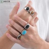 ราคา SHCER แหวนตาหิน เครื่องประดับสแตนเลสแหวนเคลือบ Gothic Punk Rock ที่ละเอียดอ่อนวินเทจอินเทรนด์แหวนนิ้วมือรูปไข่ผู้ชาย (48901950397)