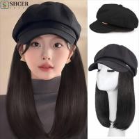 ราคา ชเซอร์ ผู้หญิงแบบบูรณาการวิกผมหมวก แฟชั่นชั้นแปดเหลี่ยมหมวกวิกผม วินเทจสมจริงเบเร่ต์แฮร์พีชปุยสั้นตรงผมหมวกวิกผมกลางแจ้ง (47901876583)