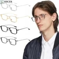 ราคา สสส แว่นตาป้องกันแสงสีฟ้า แว่นตาผู้ชายกรอบสี่เหลี่ยมเบา คุณภาพสูงลื่นสวมใส่สบายที่จะสวมใส่กรอบโลหะแว่นตาออปติคอลผู้หญิง (43026865431)