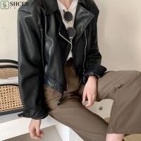 ราคา ชเซอร์ หนังแจ็คเก็ตผู้หญิง จีบเกาหลีเก๋วินเทจ ปู่ เสื้อโค้ท คลาสสิกแจ๊กเก็ตปกซิปปกเสื้อคลุมผู้หญิง (42976731488)