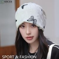 ราคา ชเซอร์ ผีเสื้อพิมพ์ หมวกไหมพรม หลุมสไตล์เกาหลีหมวกผม ฮาราจูกุบางที่มีคุณภาพสูงที่อบอุ่นถักหมวกหญิง (42126865097)