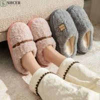 ราคา SHCER Plush รองเท้าแตะอุ่น Patchwork ลื่นฤดูหนาวรองเท้าแตะในร่ม แฟชั่นหนา Fluffy ทนทาน Soft Home รองเท้าแตะผู้หญิงผู้ชาย (41327045611)