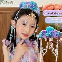 ราคา SHCER Mermaid Princess ที่คาดผม รอบ Tiaras Hairpin เครื่องประดับมุกหน้าผากสร้อยคอผม Hoop Ocean สไตล์การ์ตูน Mermaid ปลาดาวพู่มงกุฎ (41077227089)