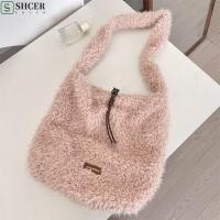 ราคา SHCER Lamb Wool กระเป๋าสะพาย Vintage Harajuku Fluffy Tote Bag แฟชั่นนุ่มสีบริสุทธิ์ Commuting Plush Underarm Bag หญิง (52803137962)