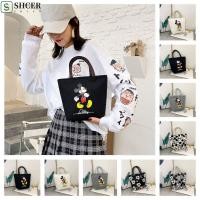 ราคา SHCER Mickey Mouse Tote Bag อะนิเมะการ์ตูน Mickey Canvas Bag Cute Letter Zipper Hand Holder Mickey Crossbody Bag Girls (50002239242)