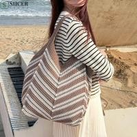 ราคา SHCER Hollowed Out กระเป๋าถัก กระเป๋าสะพาย Bohemian Beach Starw กระเป๋า แบบพกพาขนาดใหญ่ความจุกระเป๋าถือลายสานกระเป๋ากลางแจ้ง (56651086269)