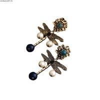 ราคา 0827 YWDS Retro Dragonfly Earrings Women s Palace Style Vintage Temperament Pearl Special Interest Design Earrings Flower High Grade Sense Ear Rings CHKF (56302182850)