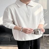 ราคา เสื้อโปโลแขนยาวซิปปกผู้ชายอินเทรนด์แฟชั่นลําลองอินด้านบน (47902452425)