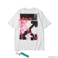 ราคา Off WHITE ใหม่แขนสั้น Ow แบรนด์อินเทรนด์ละลาย Arrow Gradient Starry Sky Ink Splash เสื้อยืดเทปสีเหลือง Cordon Co (46851508054)