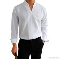 ราคา Incerun เสื้อเชิ้ตแขนยาวคอวีลําลองทรงหลวมสีพื้นสไตล์ญี่ปุ่นสําหรับผู้ชาย (52101521757)