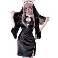 ราคา ชุดคอสเพลย์สำหรับผู้ใหญ่วันฮาโลวีนชุดแม่ชีแวมไพร์ข้ามคอสเพลย์สไตล์โกธิคสีเข้ม (40926831825)