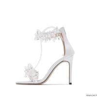 ราคา ดอกไม้รองเท้าส้นสูงผู้หญิงรองเท้าส้นสูงสีขาวรองเท้าส้นสูง4นิ้ว (58052677152)