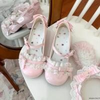 ราคา ใหม่สึบากิกลอนรักโลลิต้าน่ารักสไตล์ญี่ปุ่นรองเท้าหนังผู้หญิง Sweetheart Story ลูกไม้ส้นกลางรองเท้าแมรี่เจนรองเท้าผู้หญิง (45403166020)