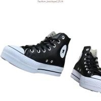 ราคา All Star High หนังสีดําเต็มสีดําสีขาวรองเท้าขนาด unisex 36 44 (50203495453)