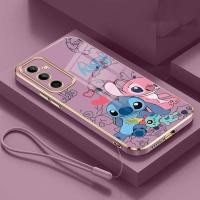 ราคา Samsung Galaxy S24 FE s24FE S24 Plus เคสตะเข็บคู่ Disney Hug stitch ฝาครอบมือถือเคลือบเงา (41452635779)