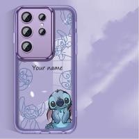 ราคา Samsung Galaxy S25 S24 Ultra S25 S24 Plus Custom Name Stitch Disney Crystal Clear Case น่ารักการ์ตูนกันกระแทก (28437042808)