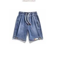 ราคา กางเกงเจเจ กางเกงjj กางเกงขาสั้นผ้ายีนส์เอวยางยืดสำหรับผู้ชายกางเกงห้าส่วนสไตล์อเมริกันวินเทจทรงหลวมแบบใหม่ฤดูร้อนปี2024 (47153069966)