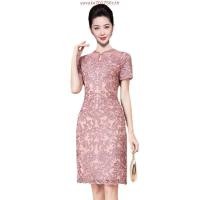 ราคา All Ladies เดรสลูกไม้ใยบวบ Hiend กุหลาบเลื่อม ใส่แล้วสวยดูแพง เป็นทรงที่เรียบหรูมากๆ (54502797715)