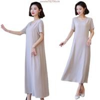ราคา D1290 0004 เดรสลินิน สีดำ ตัวกว้าง ผ้าลินินแท้ 100 ฟอกนุ่ม เดรสทรงเอ กระเป๋าด้านข้าง เดรสสาวอวบ เดรสพลัสไซส์ (52503486708)
