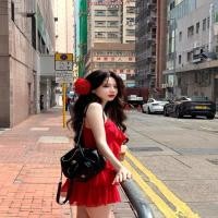 ราคา ชุดไปทะเลs ชุดไปทะเล สาวร้อนหวาน Pure Desire สไตล์ชุดสลิงสีแดงหญิงฤดูร้อนภาษาฝรั่งเศสคํา High End Sense เอวแคบ Slimmer ดูกระโปรงสั้นขนาดเล็ก (50202613976)