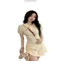ราคา ชุดเดรสสีชมพู ชุดเดรสออกงาน ชุดเดรสสาวอวบ เสื้อโปโลแขนสั้น ปก ชุด ผู้หญิง 2025 ฤดูร้อนสไตล์ใหม่ขนาดเล็กลดอายุสบายๆกีฬาเสื้อยืดกระโปรง (41976508052)