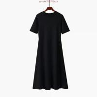 ราคา ชุดเดรสแขนสั้นฤดูใบไม้ผลิฤดูร้อนใหม่สำหรับผู้หญิง ชุดเดรสยาว สไตล์มินิมอล ชุดเดรสทรงเอ (56903639857)