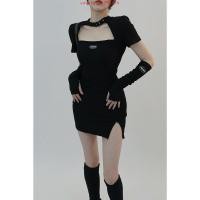 ราคา ชุดไปเที่ยว ชุดไปทะเล เดรสทะเล ชุดไปผับ ไปทะเล Pure Desire Hollow Black Skin Dress ผู้หญิง 2025 สไตล์ใหม่ Sweet Cool Hot Girl Sve Square Neck t กระโปรงสั้น (48603665420)