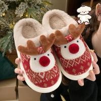 ราคา Xitiao Christmas Day Elk Warm Fashion Home Soft Soled รองเท้าแตะผ้าฝ้ายหญิงฤดูหนาวสนุกการ์ตูน Furry (28159120990)