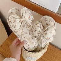 ราคา XIXITIAO รองเท้าแตะลําลองสบายหญิงน่ารัก Four Seasons Universal ผ้าลินินดอกไม้โบว์ (27935954993)