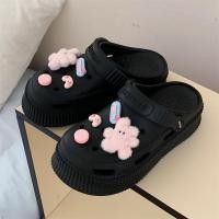 ราคา XIXITIAO การ์ตูนรองเท้าแตะรองเท้าแตะหนา Soled สุภาพสตรีกลางแจ้งฤดูร้อนสีชมพู Plush Bunny (43103082223)