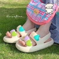 ราคา Xixitiao สไตล์นางฟ้าที่ไม่ซ้ํากันหวานสีสัน Love รองเท้าแตะคู่ฤดูร้อนสุภาพสตรีนุ่มหนา Soled สวมใส่ด้านนอกอึ Stepping รองเท้าชายหาด (27476003688)