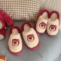 ราคา XIXITIAO Toy Story สตรอเบอร์รี่หมีรองเท้าแตะผ้าฝ้ายฤดูใบไม้ร่วงฤดูหนาวผู้หญิง Warm Plush รองเท้า (25495342547)