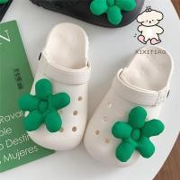 ราคา Xixitiao รองเท ้ าแตะดอกไม ้ สีเขียวเล ็ กๆหญิงฤดูร ้ อนหนา Soled คู ่ (25081290095)