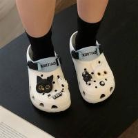 ราคา ฉี่ รองเท้าแตะรองเท้าแตะสีดําสีขาวลูกแมวผู้ชายผู้หญิงสบายฤดูร้อนคู่ชายหาดใหม่สบายๆ (50353140527)